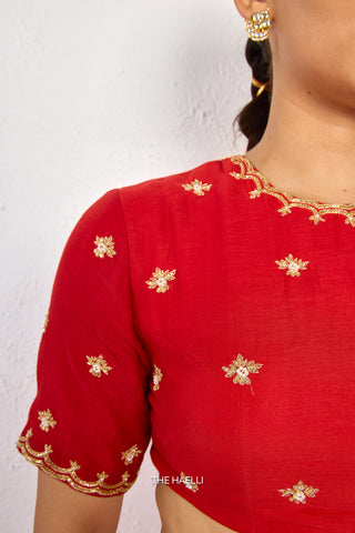 Kavi Red Mul Chanderi Blouse