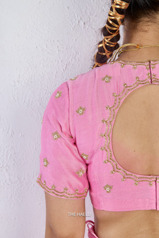 Kavi Pink Mul Chanderi Blouse