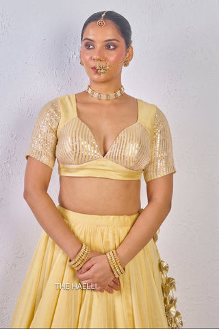Meena Yellow Mul Chanderi Blouse
