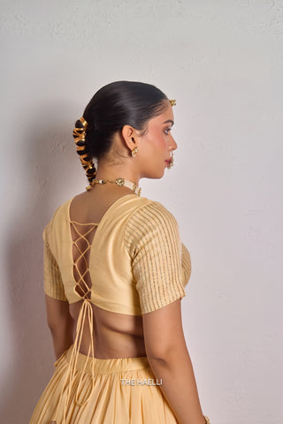 Meena Yellow Mul Chanderi Blouse