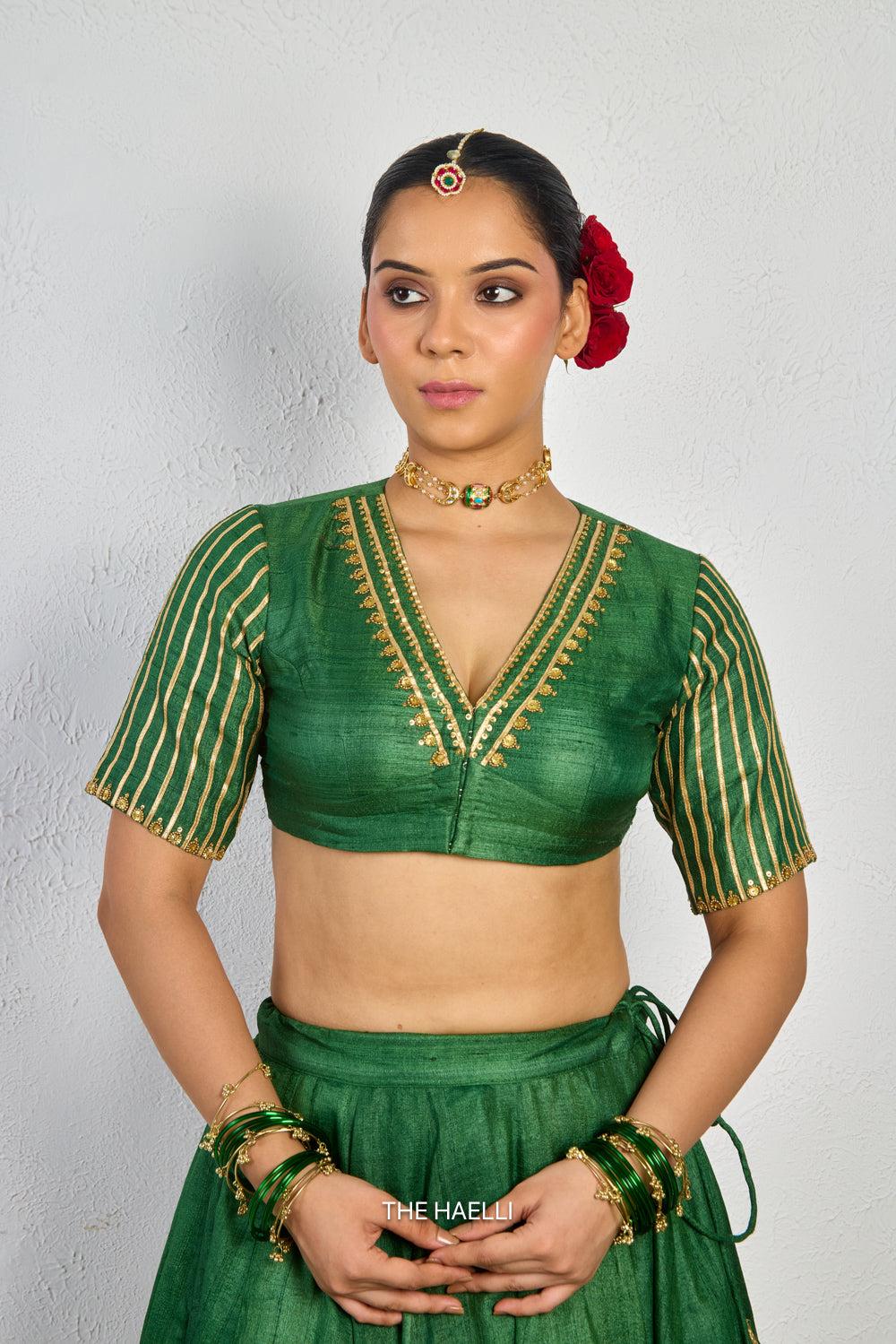 Padmini Green Tussar Silk Blouse