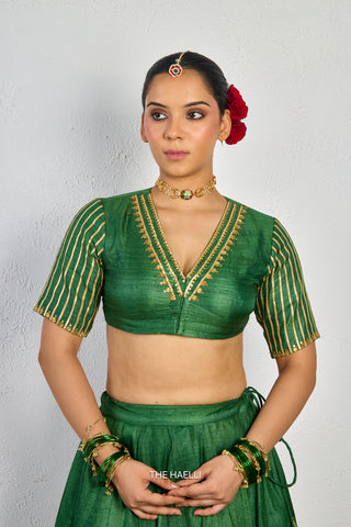 Padmini Green Tussar Silk Blouse