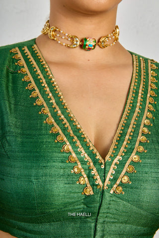 Padmini Green Tussar Silk Blouse