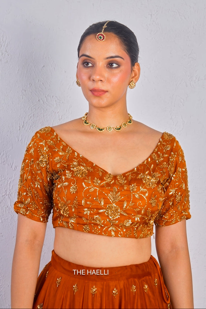 Lekha Orange Uppada Silk Blouse