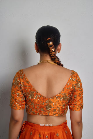 Lekha Orange Uppada Silk Blouse