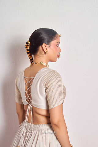 Meena Grey Mul Chanderi Blouse