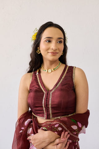 Dhara Berry Uppada Silk Blouse