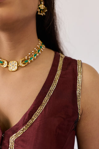 Dhara Berry Uppada Silk Blouse