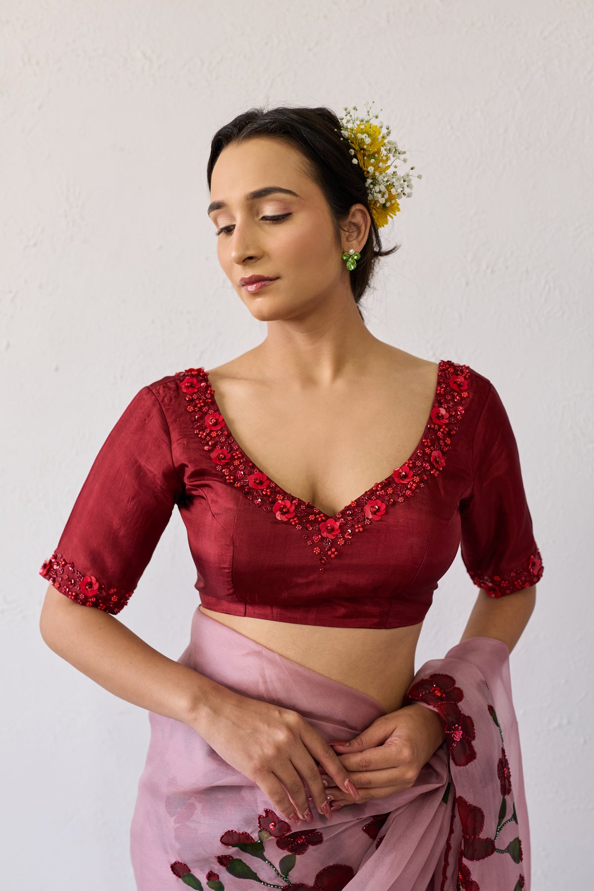 Agni Maroon Uppada Silk Blouse