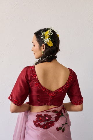 Agni Maroon Uppada Silk Blouse
