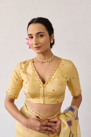 Ratan Yellow Uppada Silk Blouse