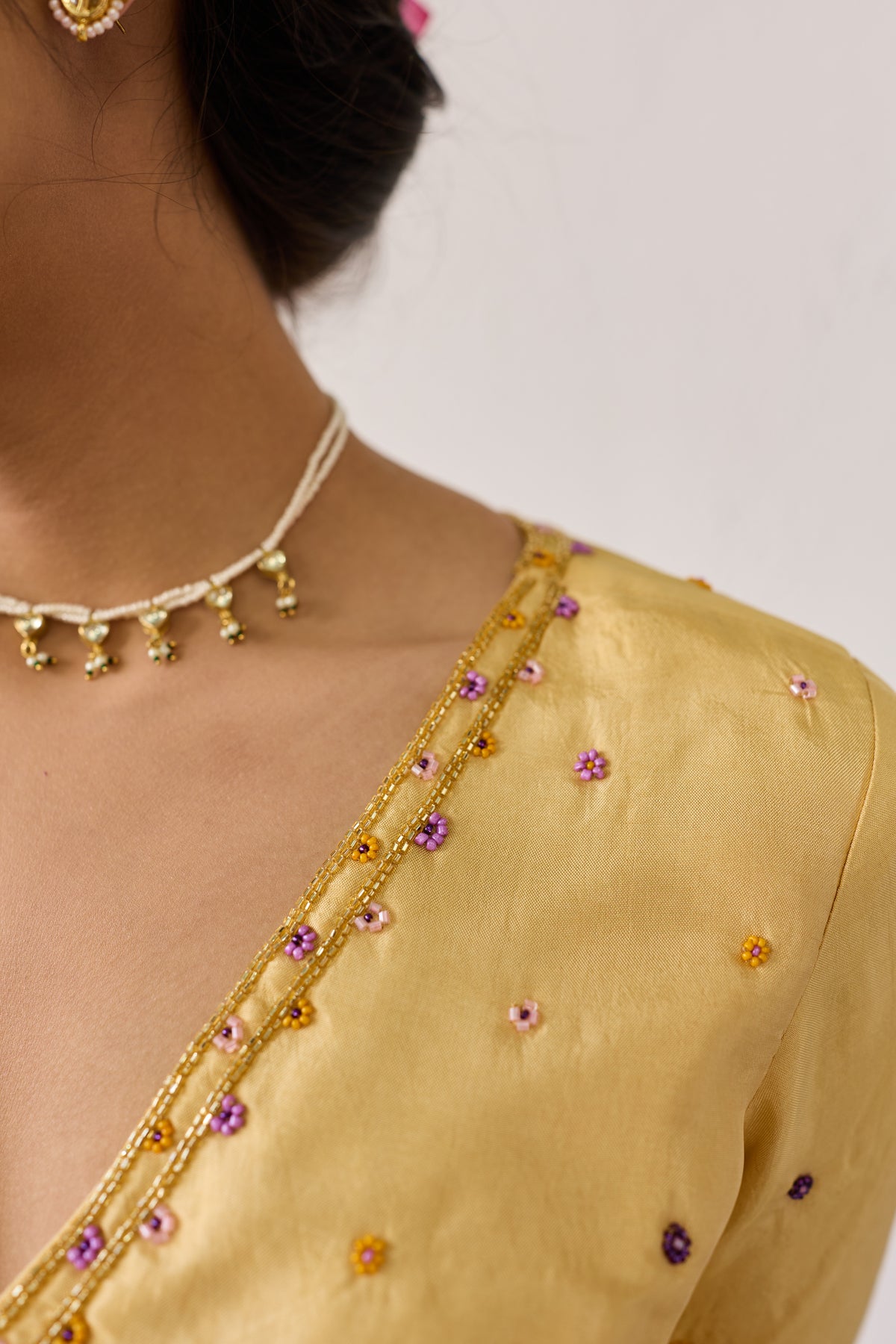 Ratan Yellow Uppada Silk Blouse