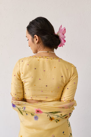Ratan Yellow Uppada Silk Blouse