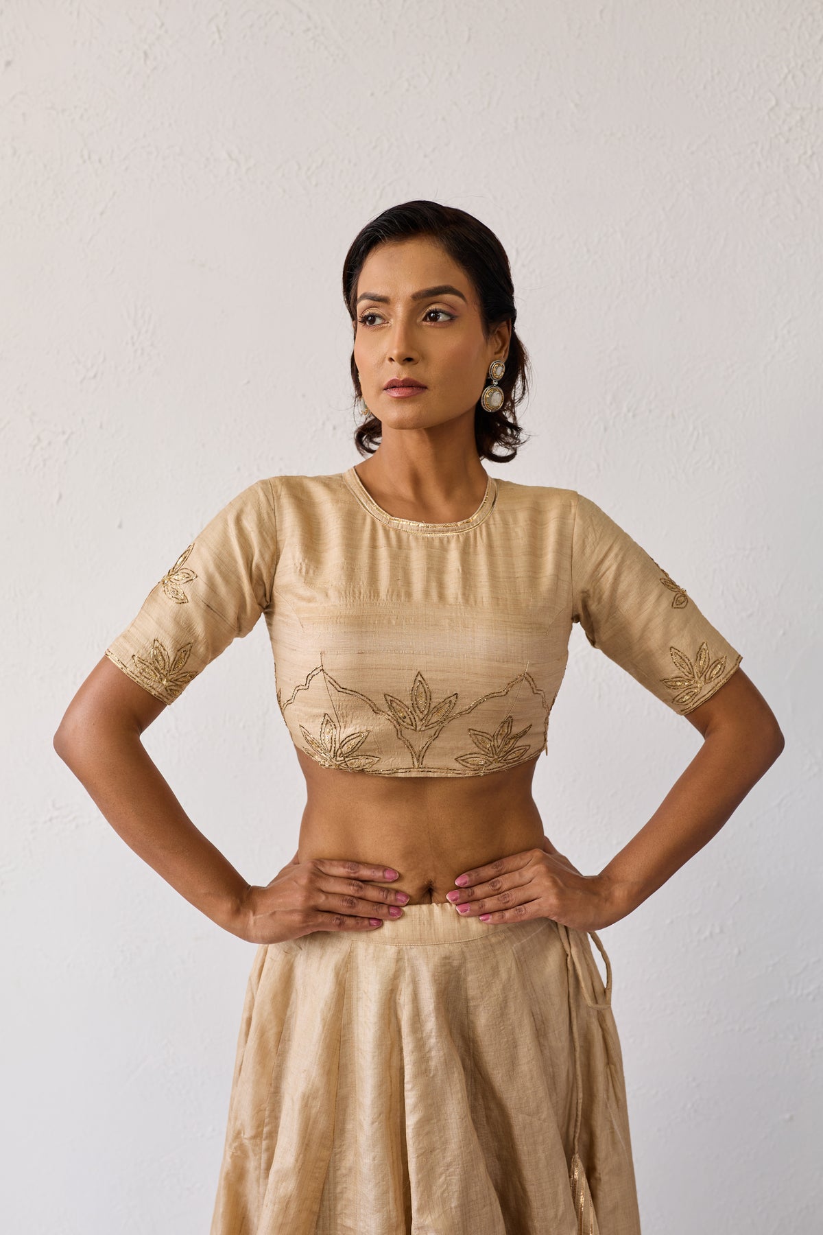 Jalpari Beige Tussar Silk Blouse