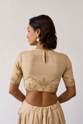 Jalpari Beige Tussar Silk Blouse
