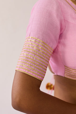 Meera Pink Mul Chanderi Blouse