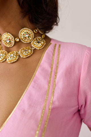 Meera Pink Mul Chanderi Blouse