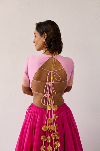 Meera Pink Mul Chanderi Blouse