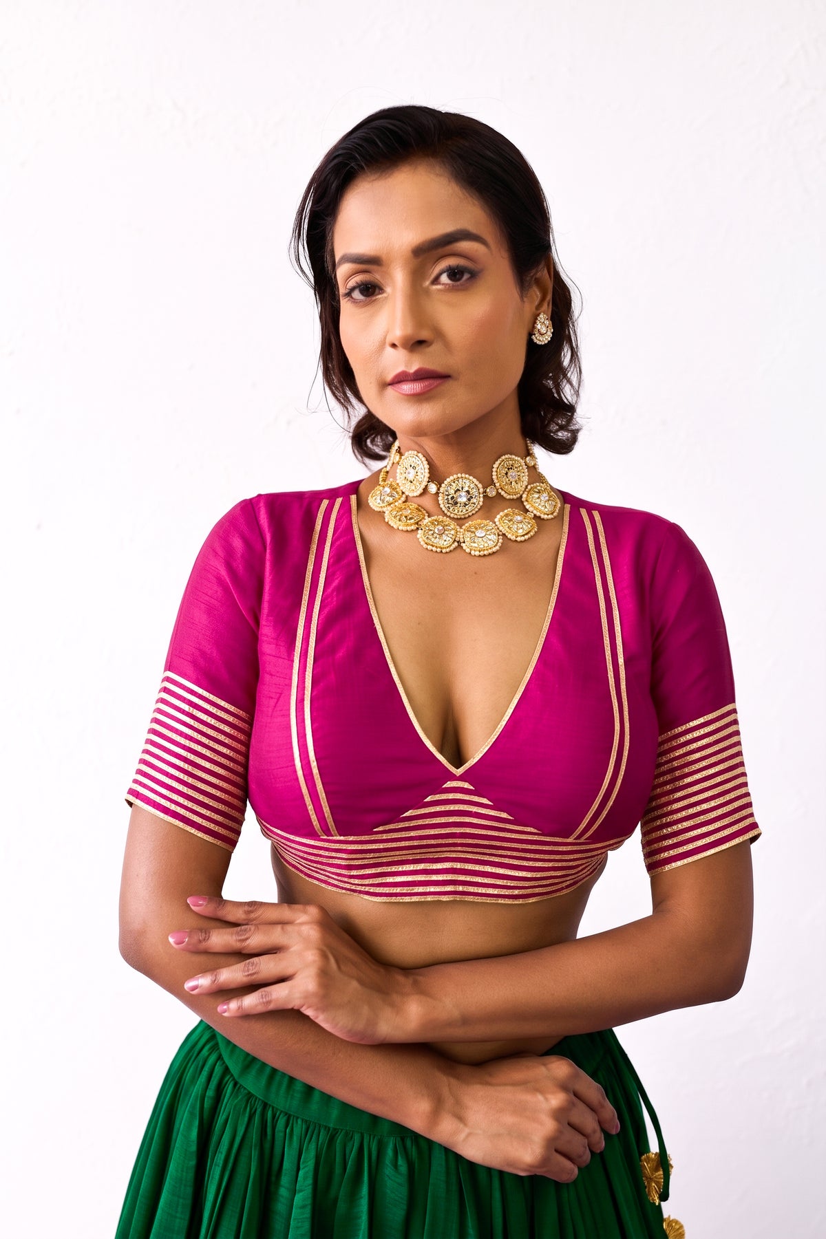 Meera Magenta Mul Chanderi Blouse