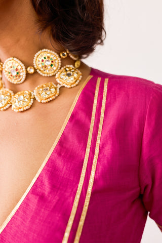 Meera Magenta Mul Chanderi Blouse