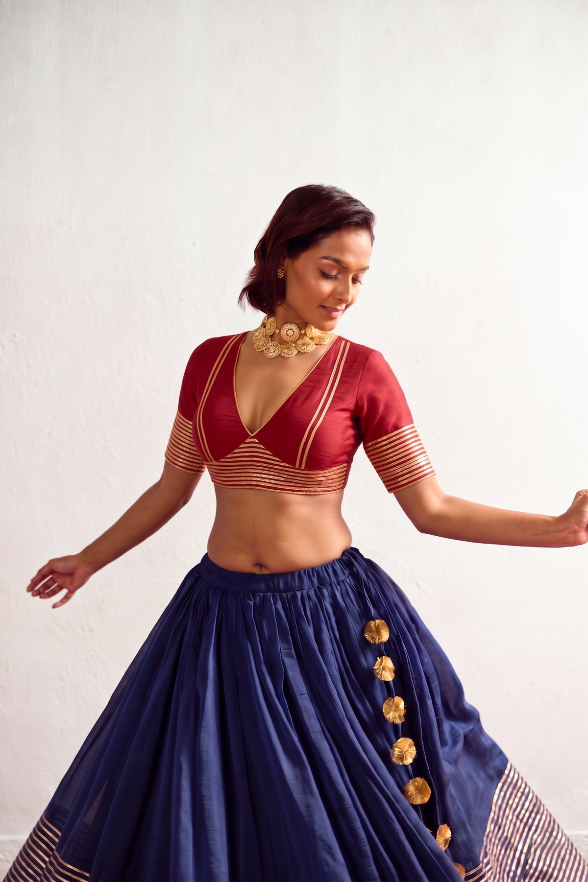 Meera Red Mul Chanderi Blouse