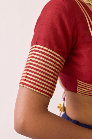 Meera Red Mul Chanderi Blouse
