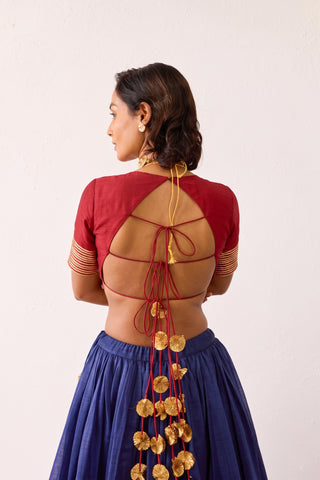 Meera Red Mul Chanderi Blouse