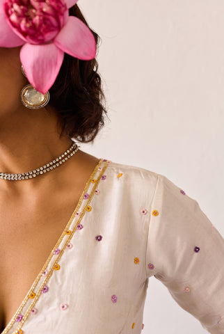 Ratan White Organza Silk Blouse