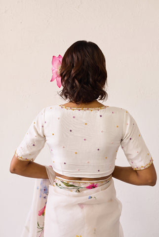 Ratan White Organza Silk Blouse