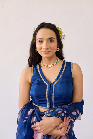Dhara Blue Uppada Silk Blouse