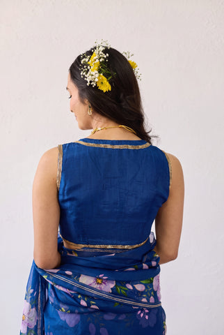 Dhara Blue Uppada Silk Blouse