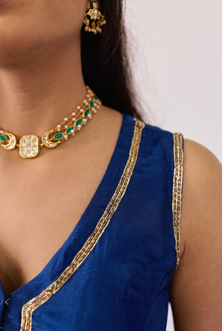 Dhara Blue Uppada Silk Blouse