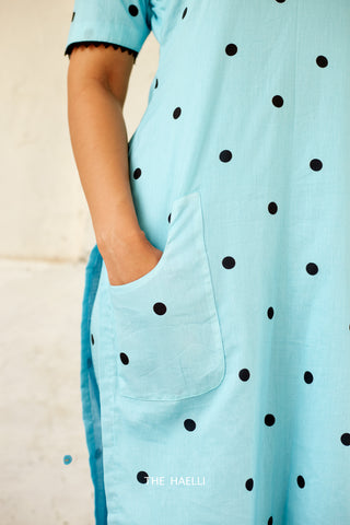 Polka Blue Kurta Set