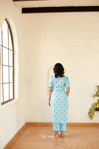 Polka Blue Kurta Set