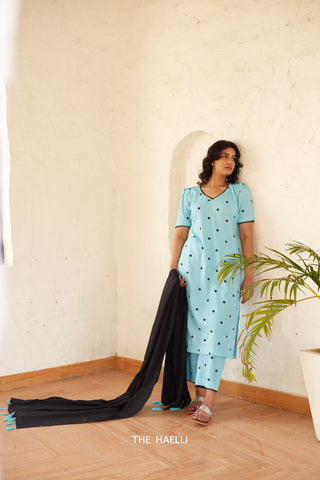 Polka Blue Kurta Set