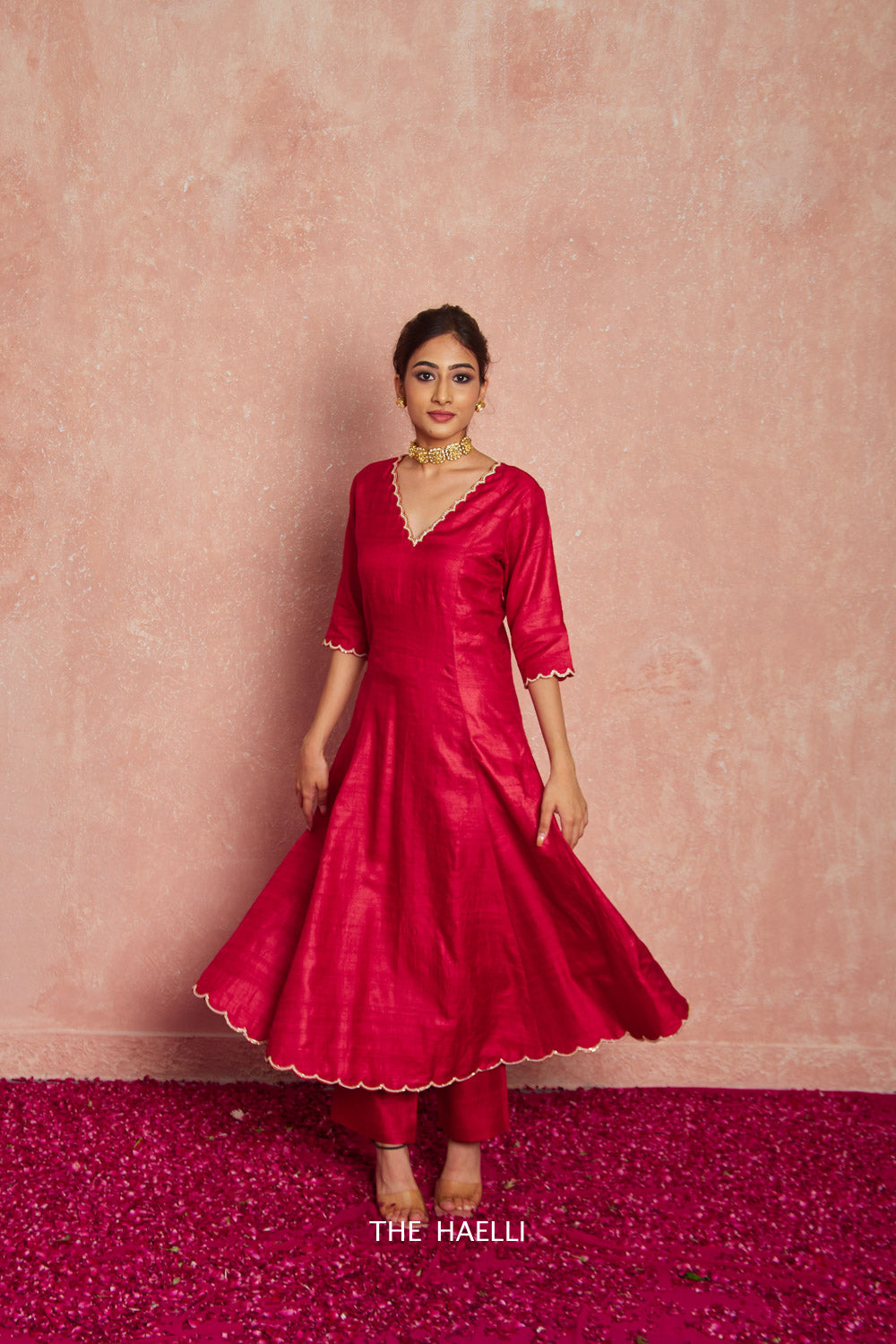 Gher Red Tussar Silk Kurta Set – The Haelli