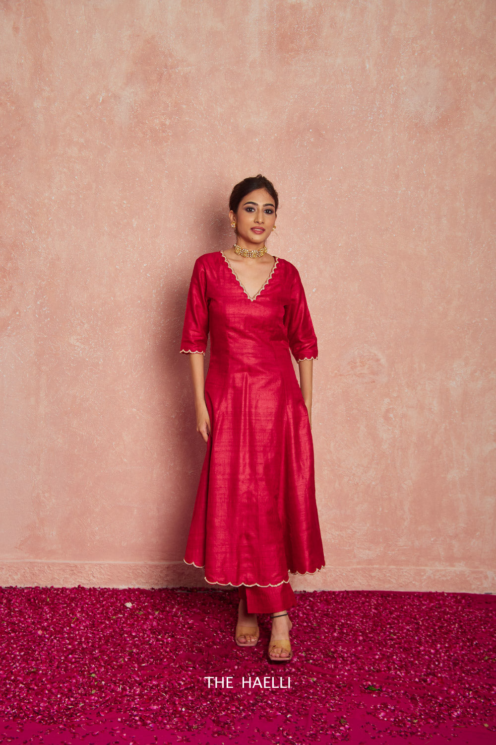 Gher Red Tussar Silk Kurta Set – The Haelli