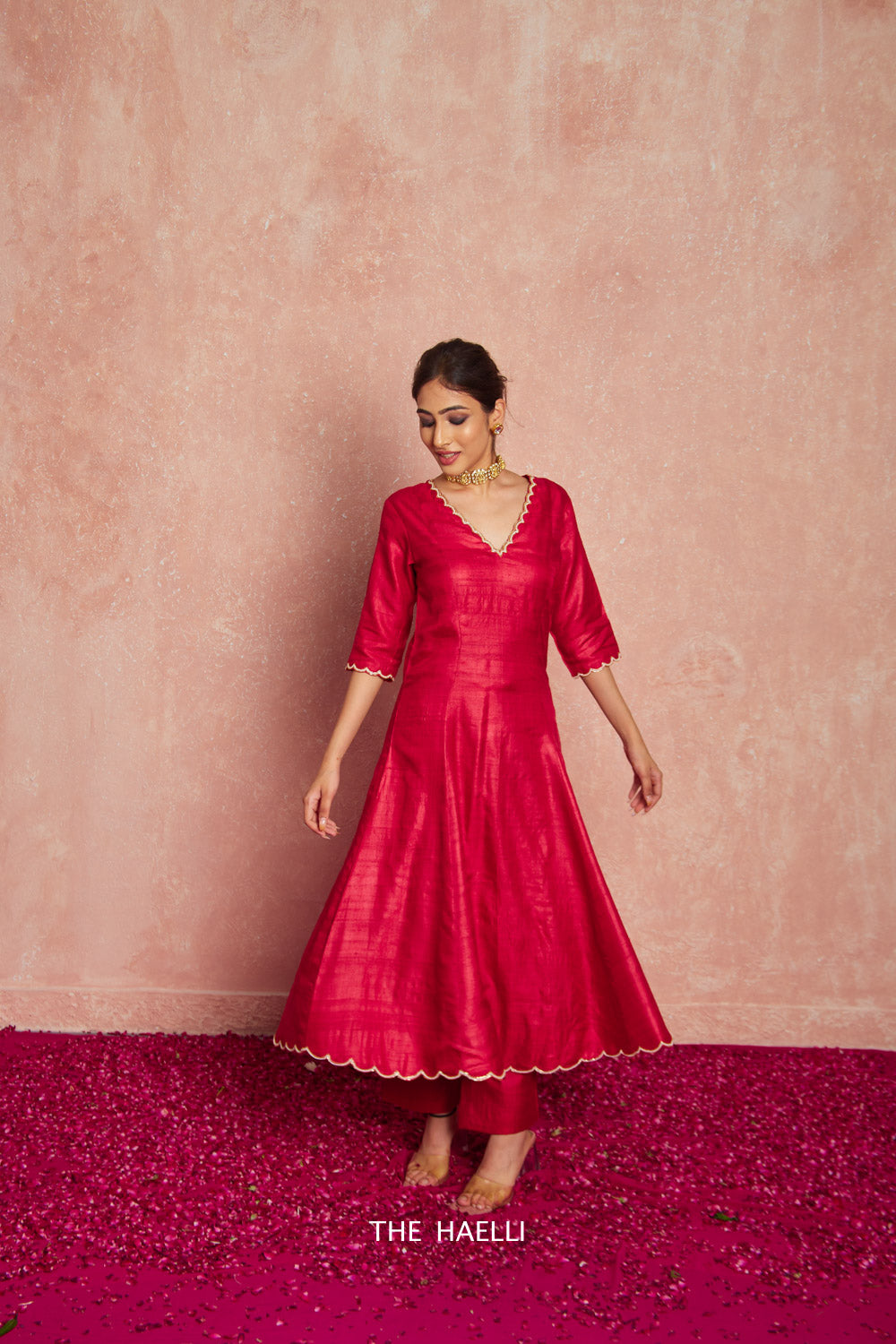 Gher Red Tussar Silk Kurta Set – The Haelli