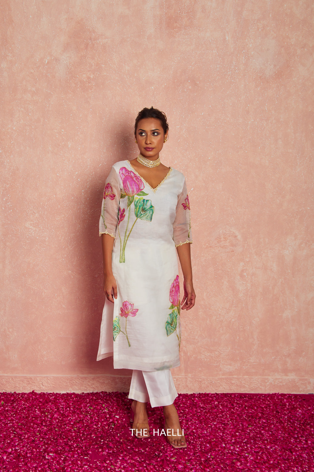 Lotus White Organza Kurta Set