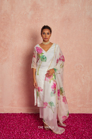 Lotus White Organza Kurta Set