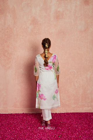 Lotus White Organza Kurta Set