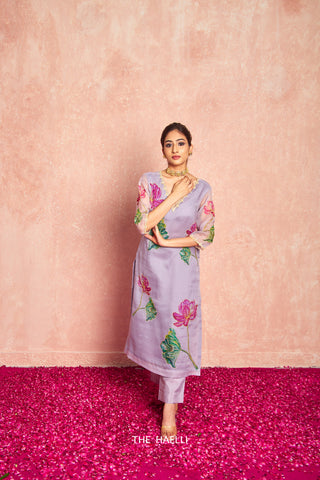 Lotus Lavender Organza Kurta Set