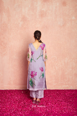 Lotus Lavender Organza Kurta Set