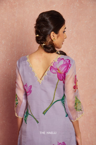 Lotus Lavender Organza Kurta Set