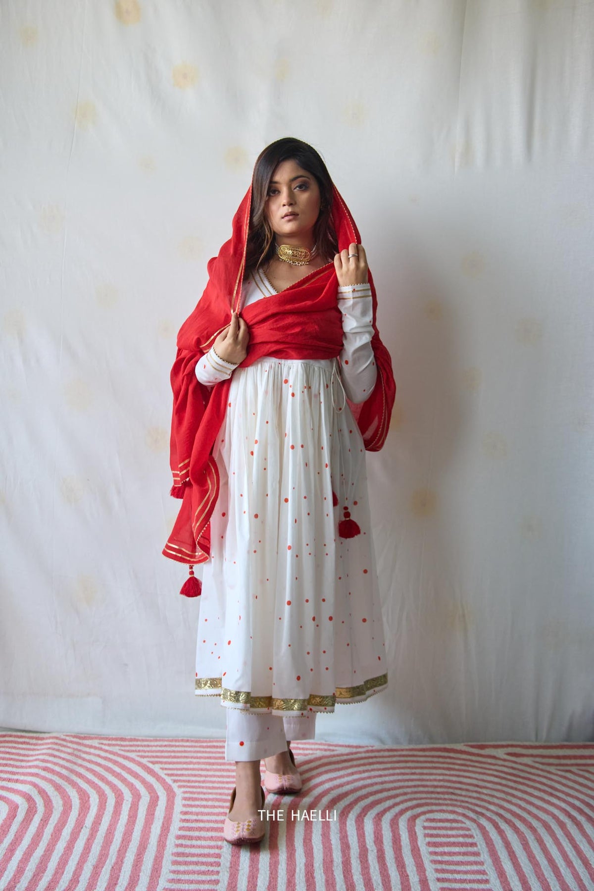 Polka Story White Kurta Set