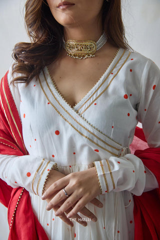 Polka Story White Kurta Set