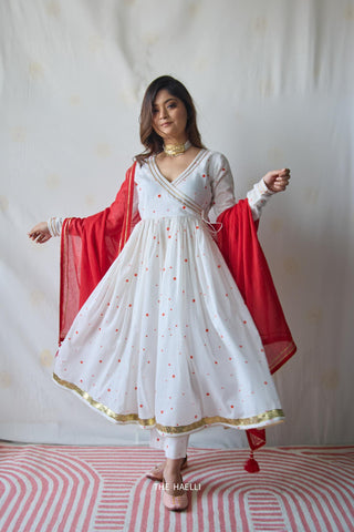 Polka Story White Kurta Set
