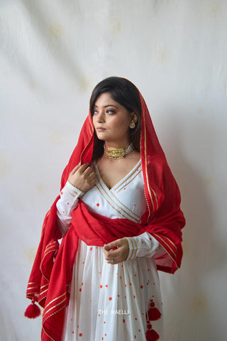 Polka Story White Kurta Set