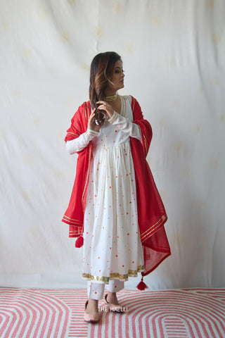 Polka Story White Kurta Set