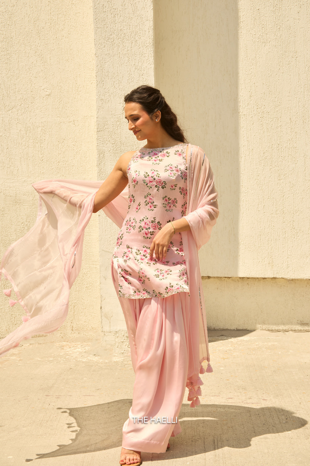 Rosie Pink Satin Silk Kurta Set